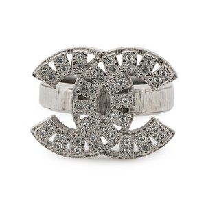 CHANEL Silver Logo Ring